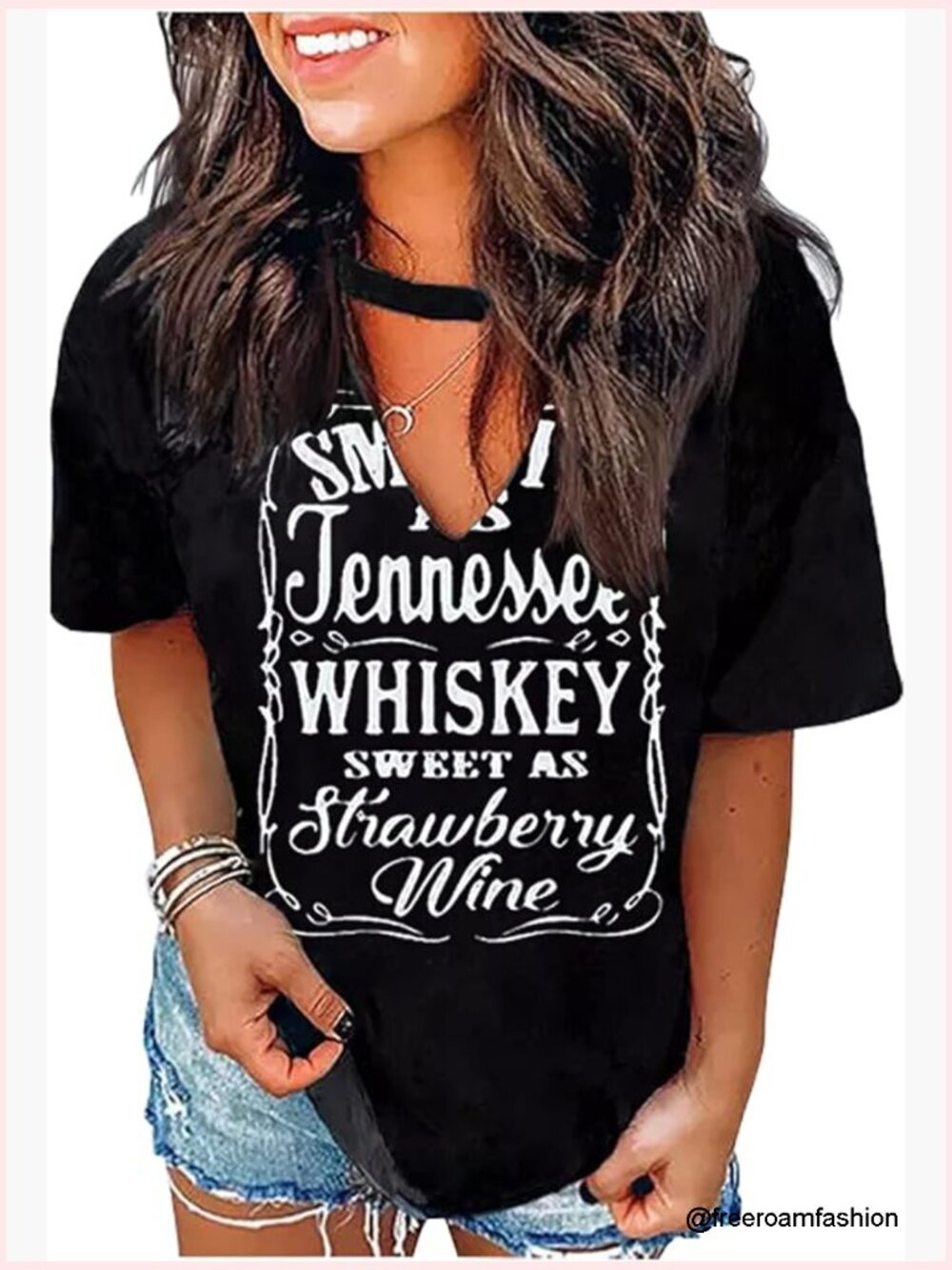 Women Cowgirl Graphic Tee V-Neck Short Sleeve Tunic Blouse Country Music Outfit
